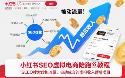 小红书SEO虚拟电商陪跑教程，实现seo搜索被动流量，自动成交的被动收入睡后项目