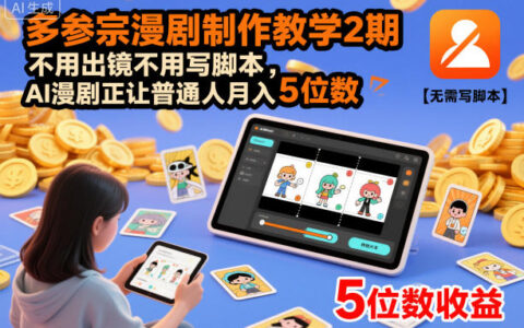 多参宗漫剧制作教学2期，不用出镜不用写脚本，AI漫剧正让普通人月入5位数
