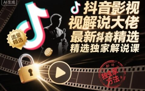 抖音影视解说大佬最新抖音进精选和独家方法，精选独家解说课（更新11月）