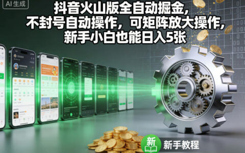 抖音火山版全自动掘金，不封号自动操作，可矩阵放大操作，新手小白也能日入5张【揭秘】