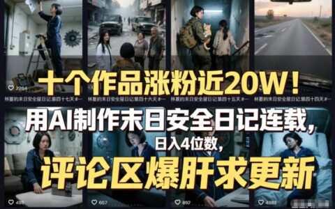 十个作品涨粉近20W！用AI制作末日安全日记连载，日入4位数，评论区爆肝求更新（附详细步骤）
