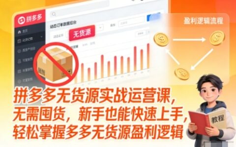 拼多多无货源实战运营课，无需囤货，新手也能快速上手，轻松掌握多多无货源盈利逻辑