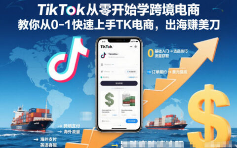 TikTok从零开始学跨境电商，教你从0-1快速上手TK电商，出海賺美刀