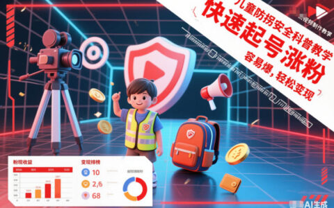 儿童防拐安全科普知识视频制作教学，快速起号涨粉，容易爆，轻松变现