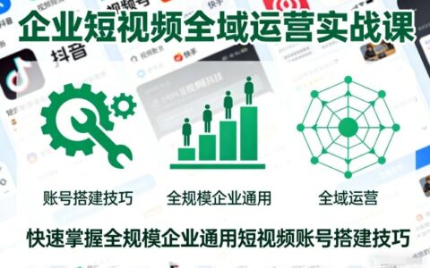企业短视频全域运营实战课，快速掌握全规模企业通用短视频账号搭建技巧