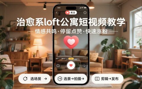 治愈系loft公寓短视频制作教学，情感共鸣引停留点赞关注，快速起号涨粉