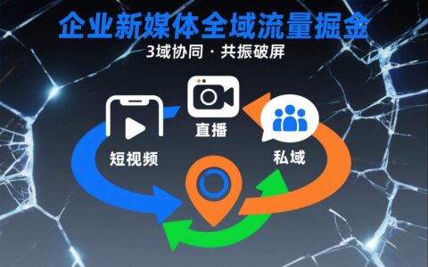 短视频全域商业模式，企业新媒体全域流量掘金，3域协同，共振破屏，短视频-直播-私域-地域