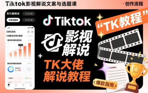 Tiktok影视解说文案与选题课，TK大佬影视解说教程，带你出海賺美刀（更新）