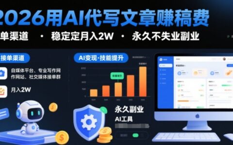 2026用AI代写文章賺稿费，提供接单渠道，稳定月入2W，永久不失业副业