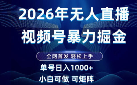 2026最新视频号无人直播掘金，全网首发，小白可以玩，长期稳定日入1k+【揭秘】