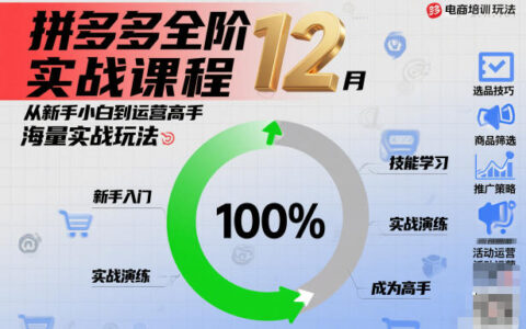 拼多多全阶实战课程12月，从新手小白到运营高手，海量实战玩法