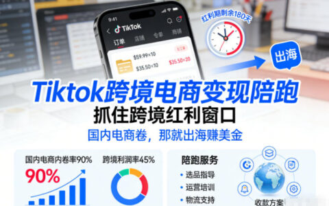 Tiktok跨境电商变现陪跑，抓住跨境红利窗口，国内电商卷，那就出海賺美金