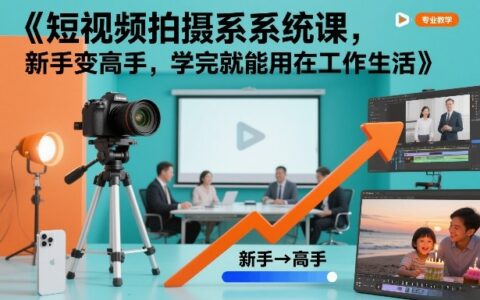 短视频拍摄系统课，新手变高手，学完就能用在工作生活