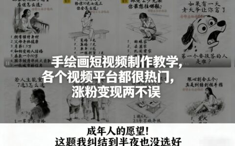 手绘画短视频制作教学，各个视频平台都很热门，涨粉变现两不误