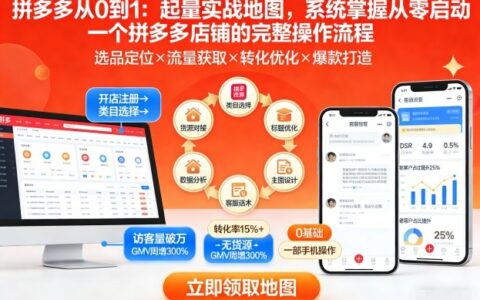 拼多多从0到1：起量实战地图，系统掌握从零启动一个拼多多店铺的完整操作流程