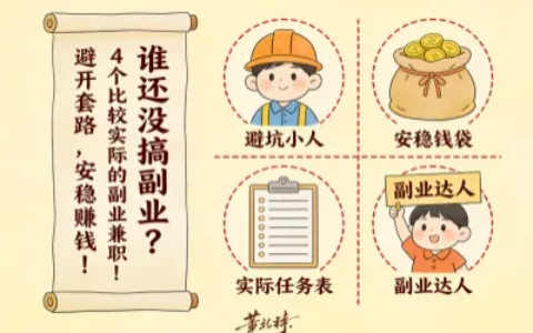 谁还没搞副业？4个比较实际的副业兼职！避开套路，安稳赚钱！
