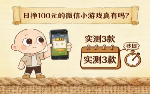 日挣100元的微信小游戏真有吗？实测3款正规秒提，带你快速上手！
