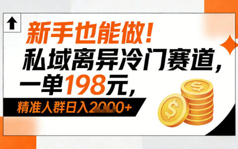 新手也能做！私域离异冷门赛道，一单198，精准人群日入1k+