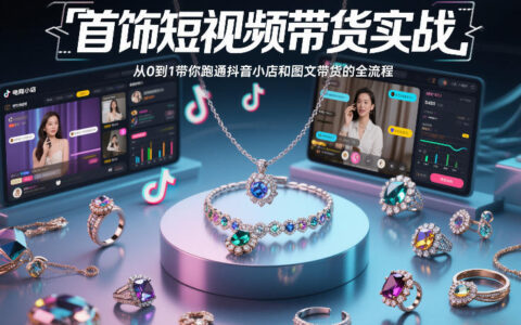 首饰短视频带货实战，从0到1带你跑通抖音小店和图文带货的全流程