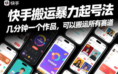 快手搬运暴力起号法，几分钟一个作品，手机就能做，可以搬运所有赛道