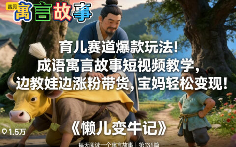 育儿赛道爆款玩法！成语寓言故事短视频教学，边教娃边涨粉带货，宝妈轻松变现！