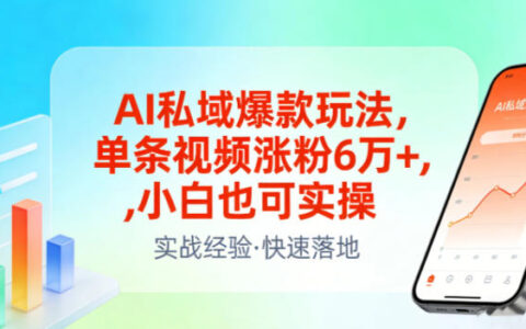 AI私域爆款玩法，单条视频涨粉6W+，小白也可实操