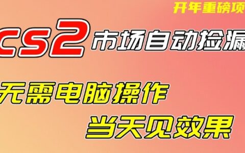 CS2市场自动捡漏项目，无需电脑操作，无需进入游戏，当天见效果，支持任何形式验证【揭秘】
