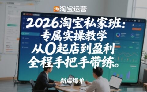 2026淘宝私家班：专属实操教学，从0起店到盈利，全程手把手带练