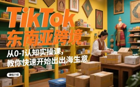TikTok东南亚跨境从0-1认知实操课，教你快速开始出海生意