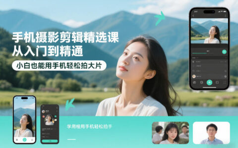 手机摄影剪辑精选课，从入门到精通，小白也能用手机轻松拍大片
