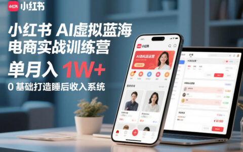 小红书AI虚拟蓝海电商实战训练营，单月入1W+，0基础打造睡后收入系统