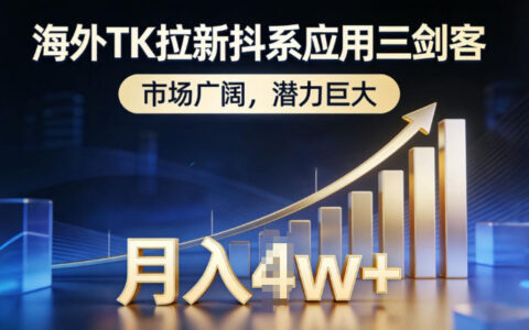 海外TK拉新抖系应用三剑客，市场广阔，潜力巨大，月入1w+