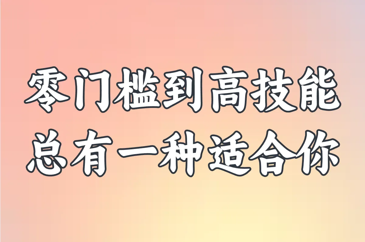 零门槛到高技能 总有一种适合你