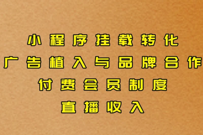 小程序挂载转化广告植入与品牌合作付费会员制度直播收入