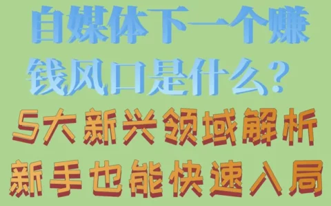 自媒体下一个赚钱风口在哪？五大新兴领域解析，零基础也能快速入局