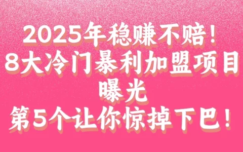 2025年加盟什么最赚钱？8大黄金项目揭秘，第5个连90%的人都想不到！