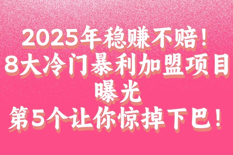 2025年稳赚不赔！8大冷门暴利加盟项目曝光，第5个让你惊掉下巴！
