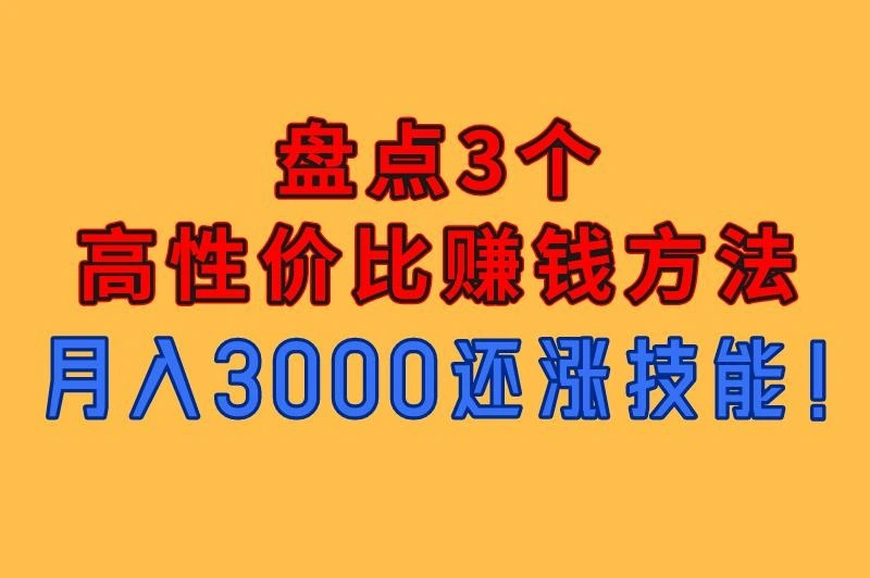 盘点3个高性价比赚钱方法 月入3000还涨技能