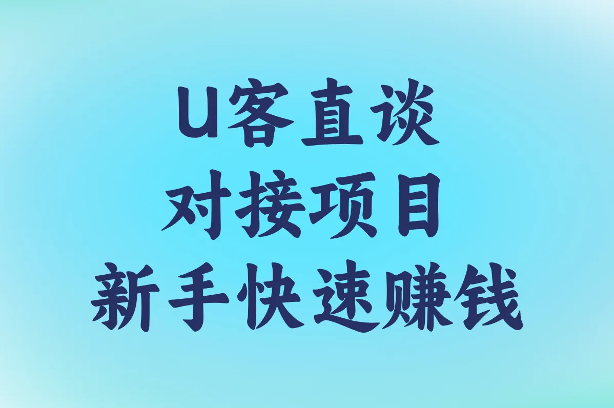 对接项目 新手快速赚钱