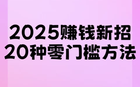 2025年如何零门槛赚钱？20种可落地方法，打工/抖音/快手/农村全解析