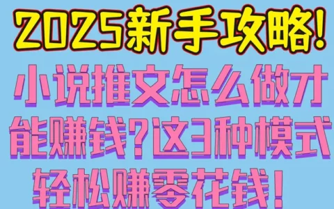 2025新手必看：小说推文怎么做才能赚钱？掌握这3种模式轻松赚零花