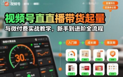 视频号直播带货起量与微付费实战教学，新手到进阶全流程（更新）