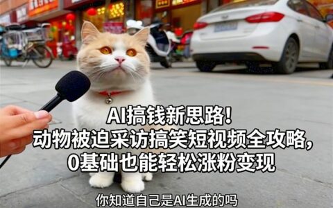 AI搞钱新思路！动物被迫采访搞笑短视频全攻略，0基础也能轻松涨粉变现