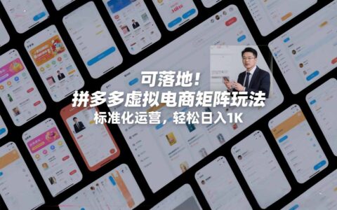 可落地！拼多多虚拟电商矩阵玩法，标准化运营，轻松日入1K+【揭秘】