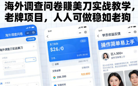 海外调查问卷賺美刀实战教学，老牌项目，人人可做稳如老狗