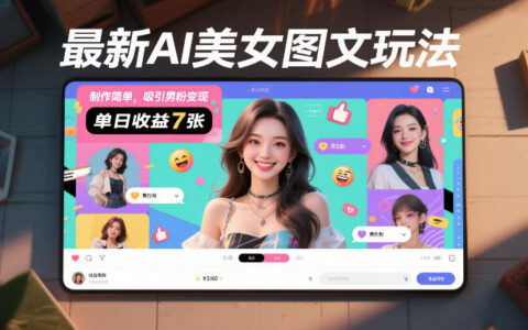 最新AI美女图文玩法，制作简单，吸引男粉变现，单天收益7张