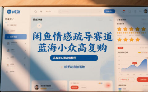 闲鱼情感疏导赛道，蓝海小众高复购，高客单实操详细教程，新手能直接落地