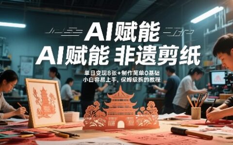 AI赋能非遗剪纸，地标性建筑爆款视频，单日变现8张+制作简单0基础，小白容易上手，保姆级拆解教程