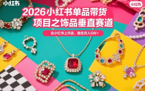 2026小红书单品带货项目之饰品垂直赛道，潮在小红书上开店，稳定月入5W+