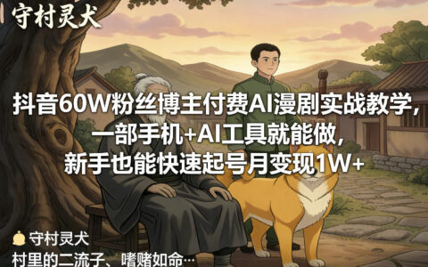 抖音60W粉丝博主付费AI漫剧实战教学，一部手机+AI工具就能做，新手也能快速起号月变现1W+